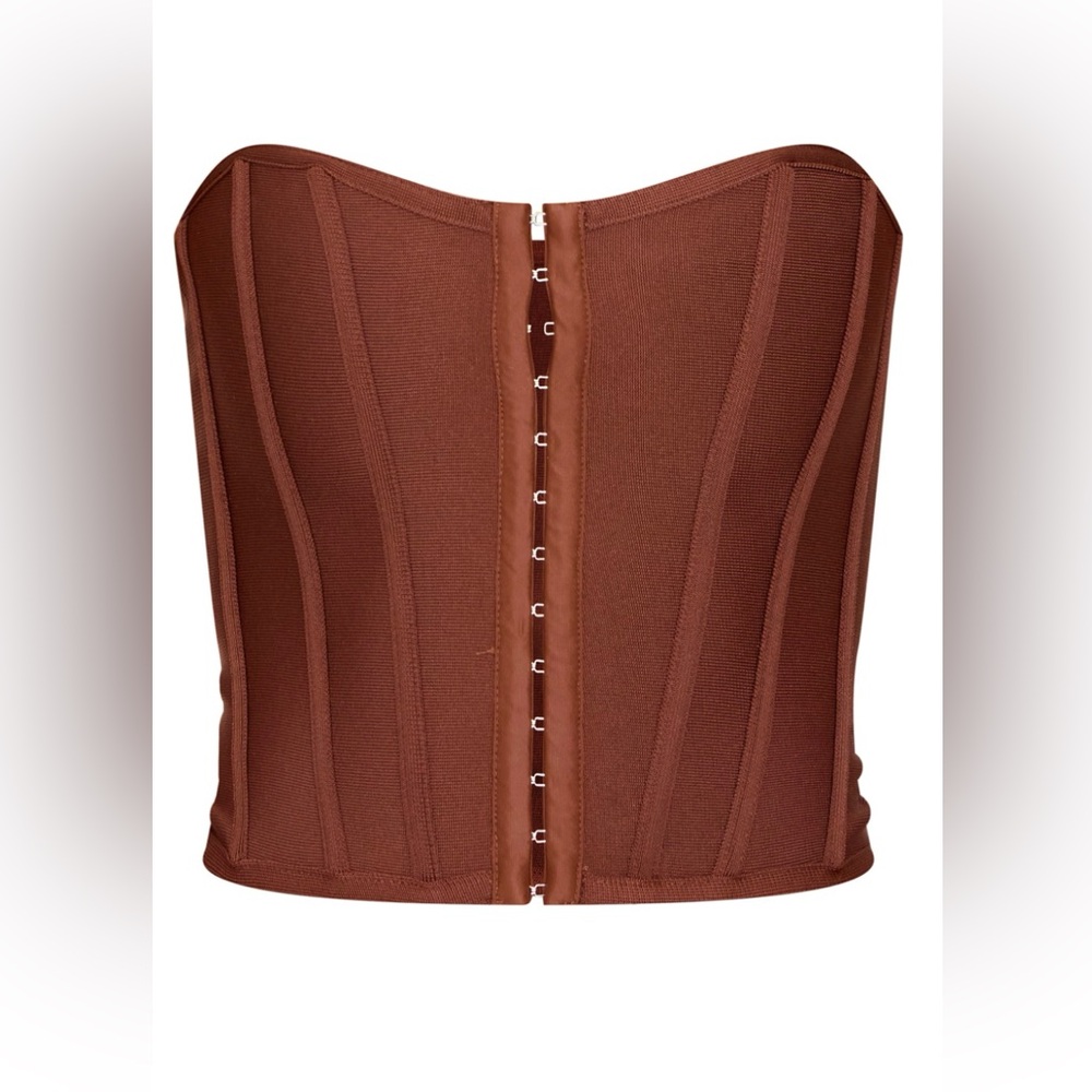 Brown Bandage Hook & Eye Structured Corset